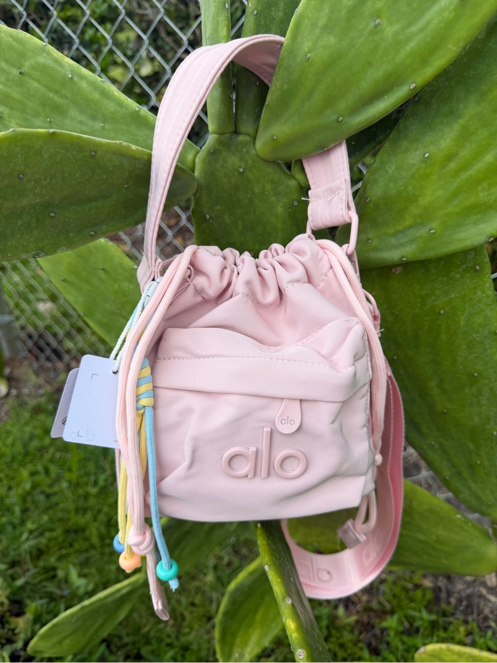 ALO Yoga Blush Pink Drawstring Mini Bucket Bag - Picture 6 of 16